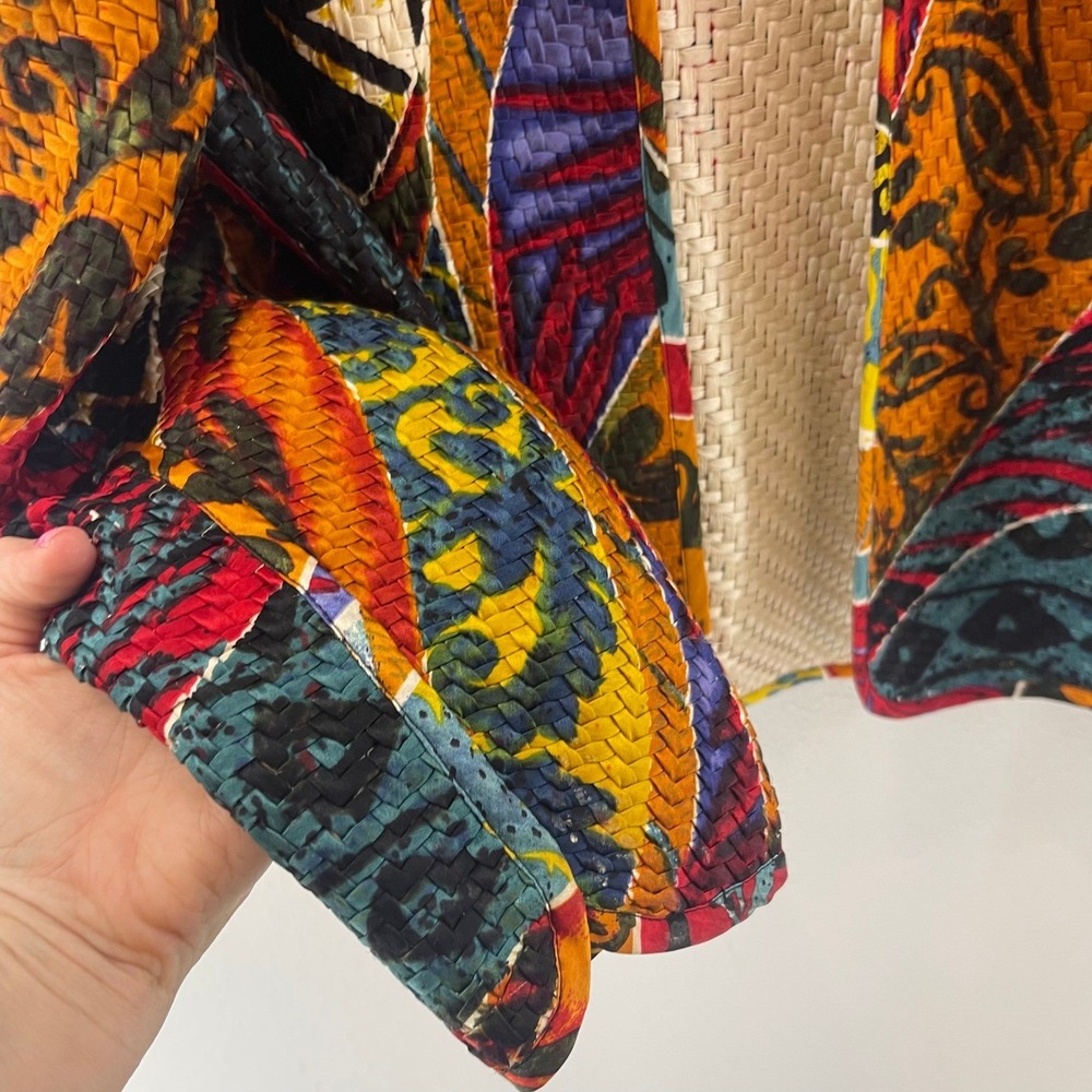 Chico's Silk Jacket 1 Abstract Boho Art To Wear Open Front Colorful Maximalism - Picture 6 of 16